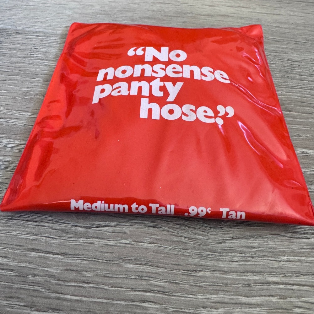 Vintage No Nonsense Pantyhose Tan Medium to Tall Sheer Nylon Red Pouch Deadstock